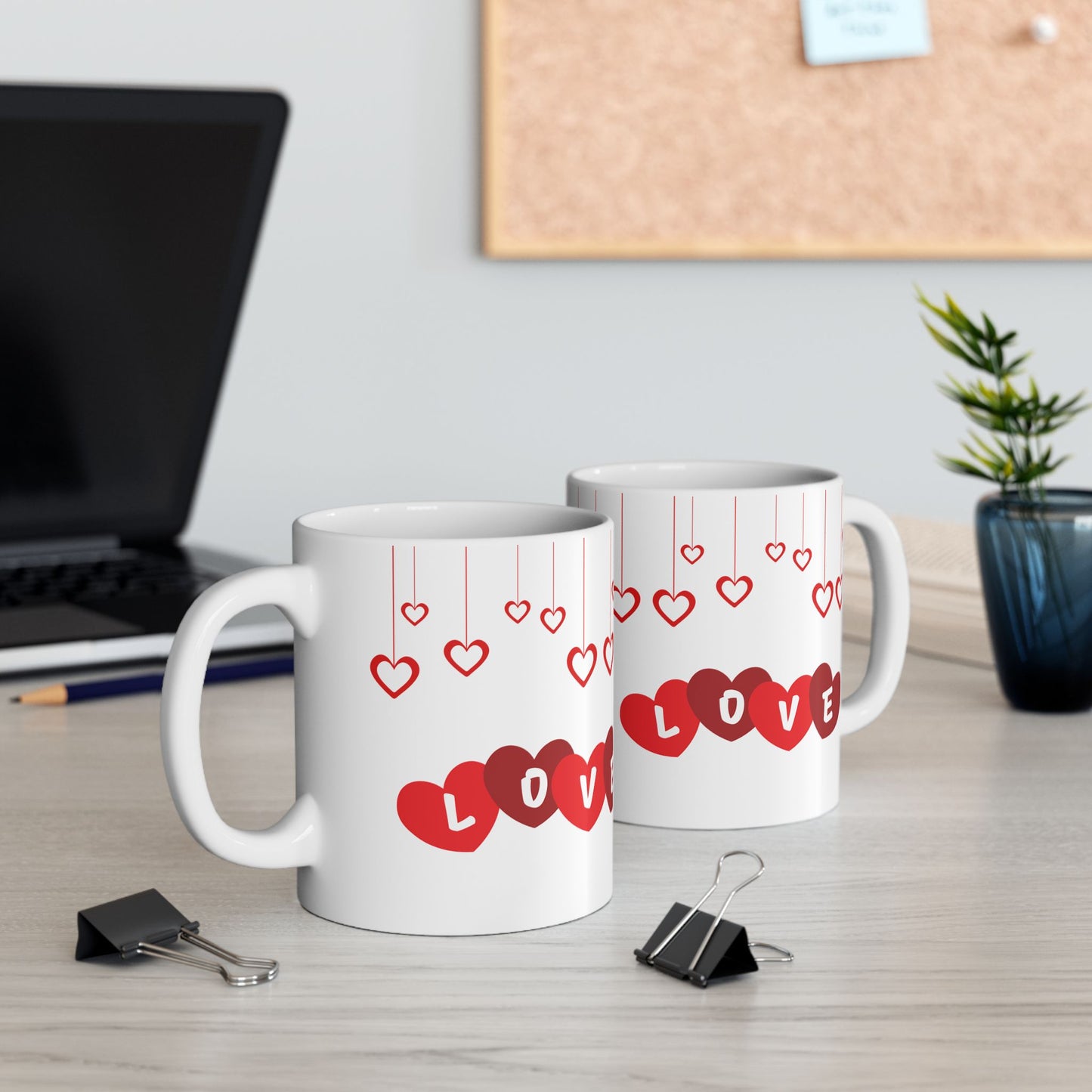 Valentine's Day Ceramic Mug, Love Hearts Gift for Partner, 11oz 15oz Coffee Cup, Romantic Tea Mug, Anniversary Gift for Him Her, Valentine's