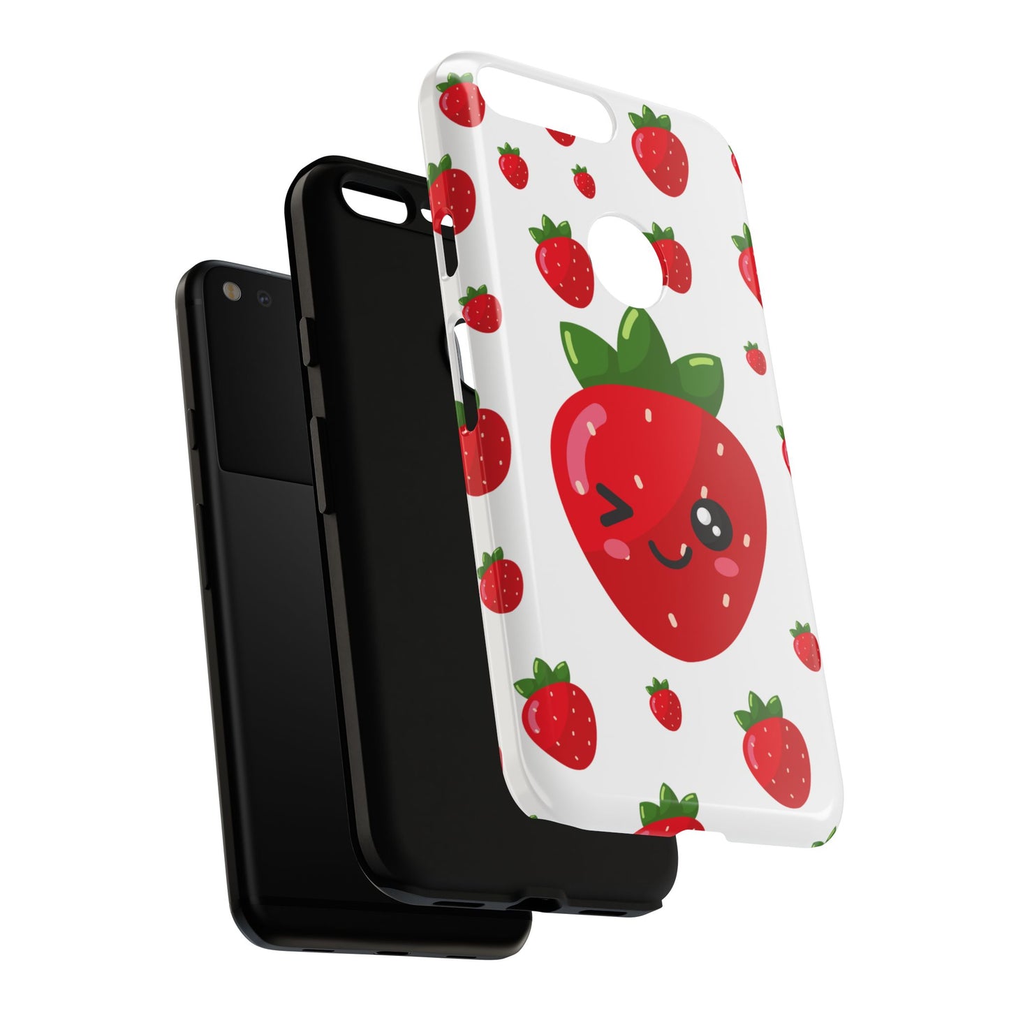Kawaii Strawberry Phone Case - Cute Fruit Phone Cover, Fun Gift for Teens, Spring Accessory, Durable Tough Cases