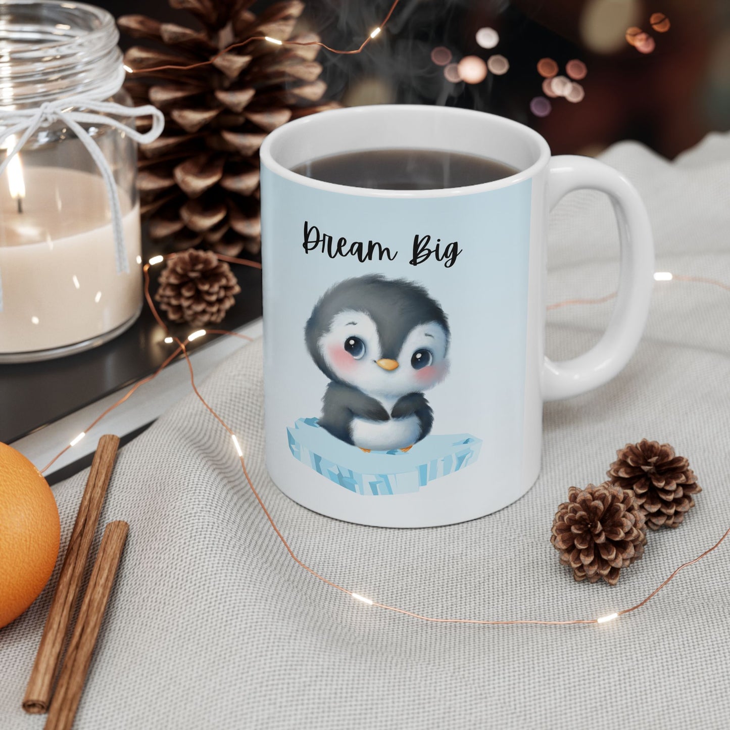 Penguin Motivational Ceramic Mug, Perfect Gift for Animal Lovers, Inspirational Mug, Penguin Lovers Gift, Cozy Beverage Cup