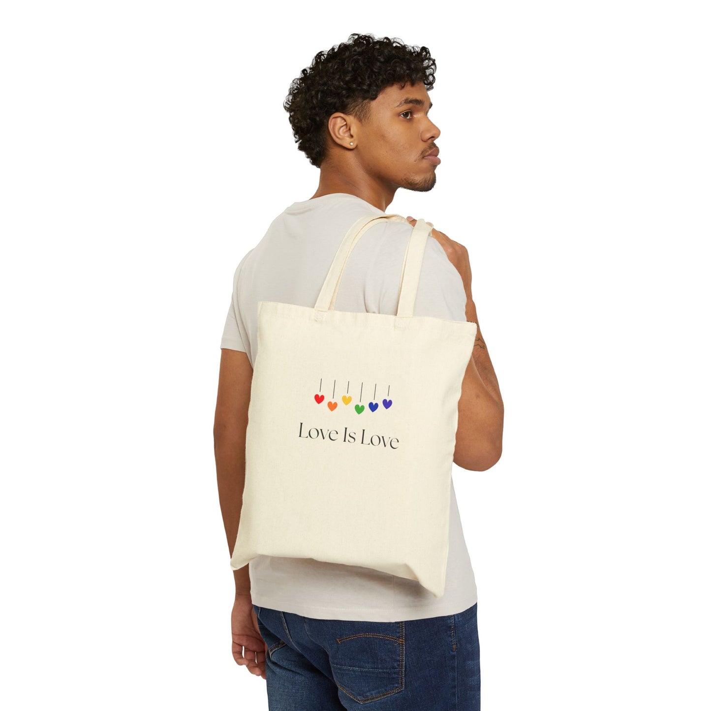 Love Is Love Canvas Tote Bag, Eco-Friendly Shopping Bag, Reusable Grocery Bag, Pride Gift, Everyday Carryall
