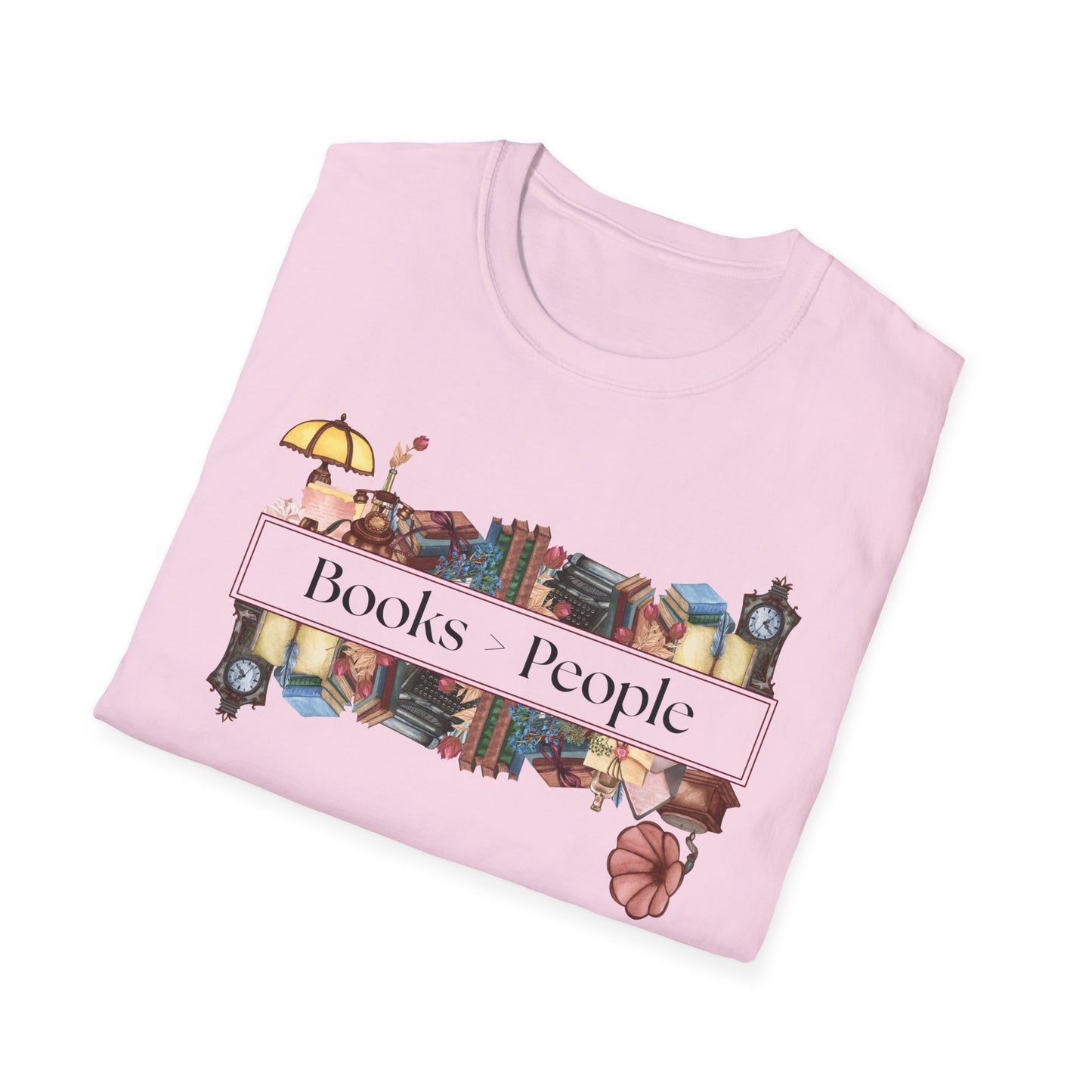 Books Over People Shirt, Funny Bookish Tee,  Book Lover Gift,  Introvert Reading Shirt, Unisex Soft Cotton Tee