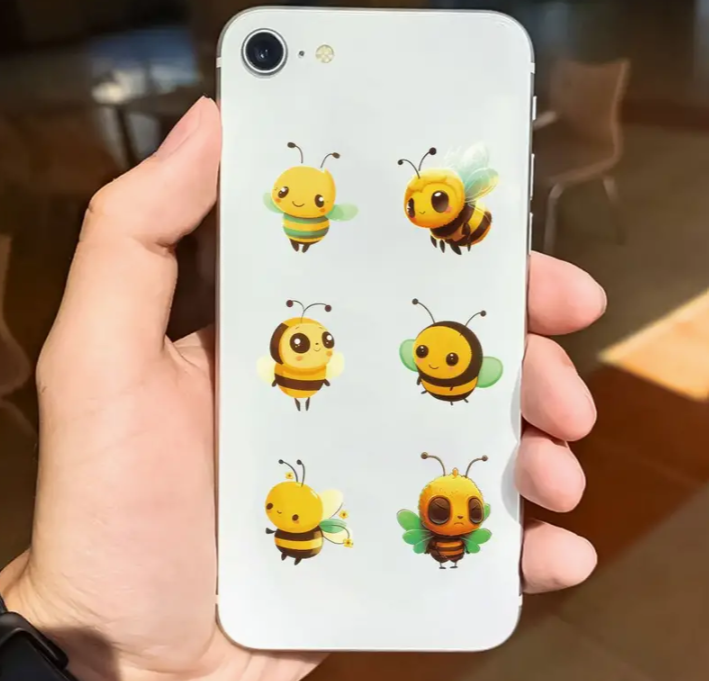 Small Waterproof Vinyl Bee Sticker Pack