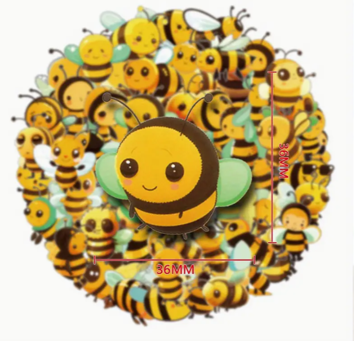 Small Waterproof Vinyl Bee Sticker Pack