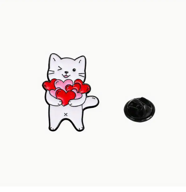 Cats with Hearts Enamel Pins