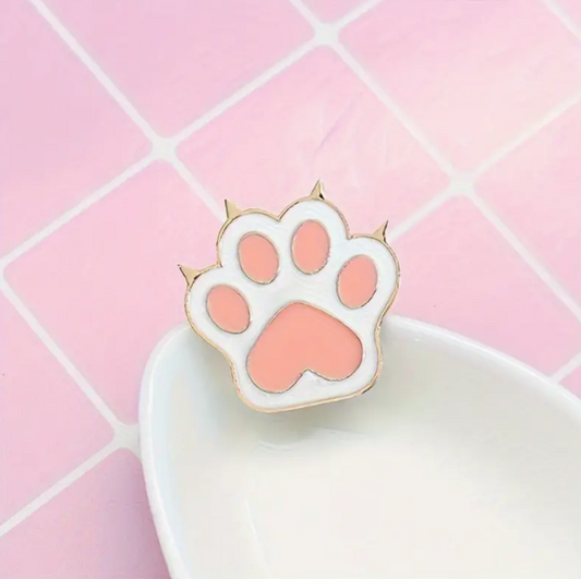 Pink Cat Paw Print Pin