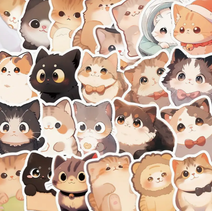 Cute Vinyl Round-eyed Kitten Sticker Pack