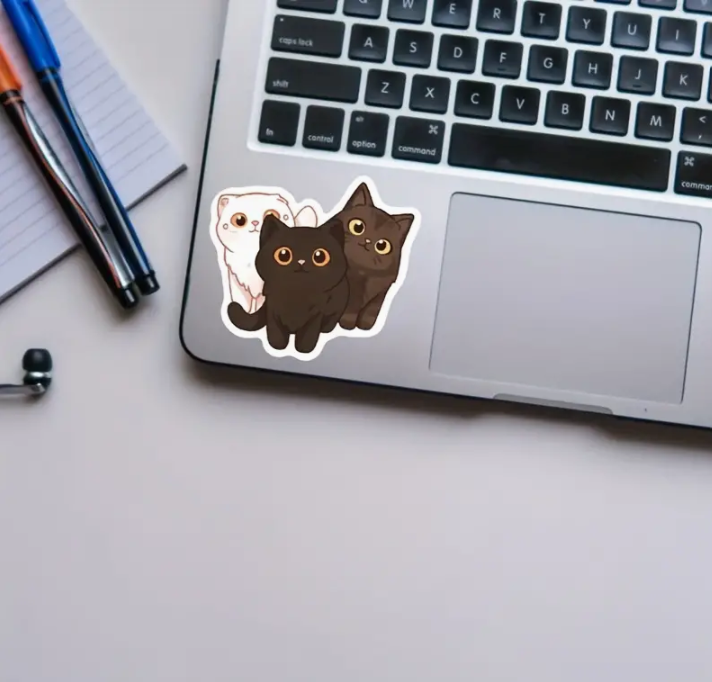 Cute Vinyl Round-eyed Kitten Sticker Pack