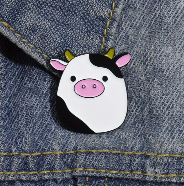 Cartoon Cow Enamel Pin