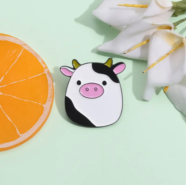 Cartoon Cow Enamel Pin