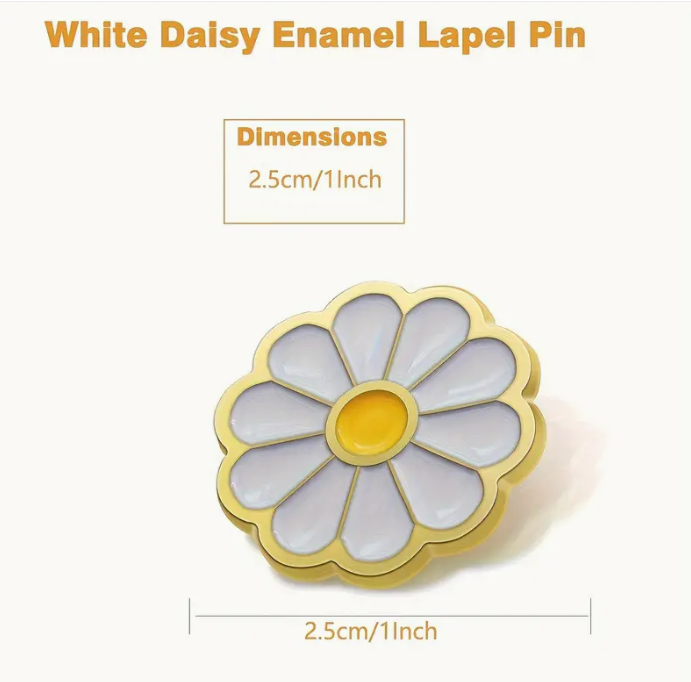 White Daisy Flower Enamel Pin