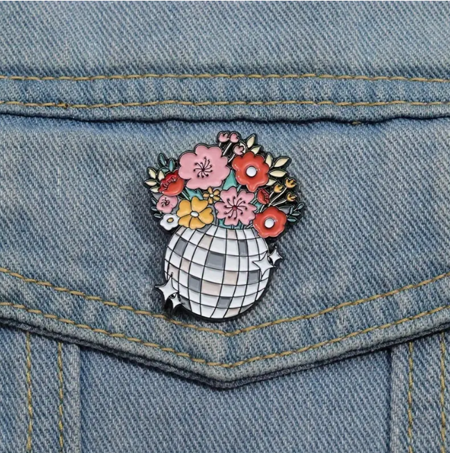 Floral Disco Ball Enamel Pin