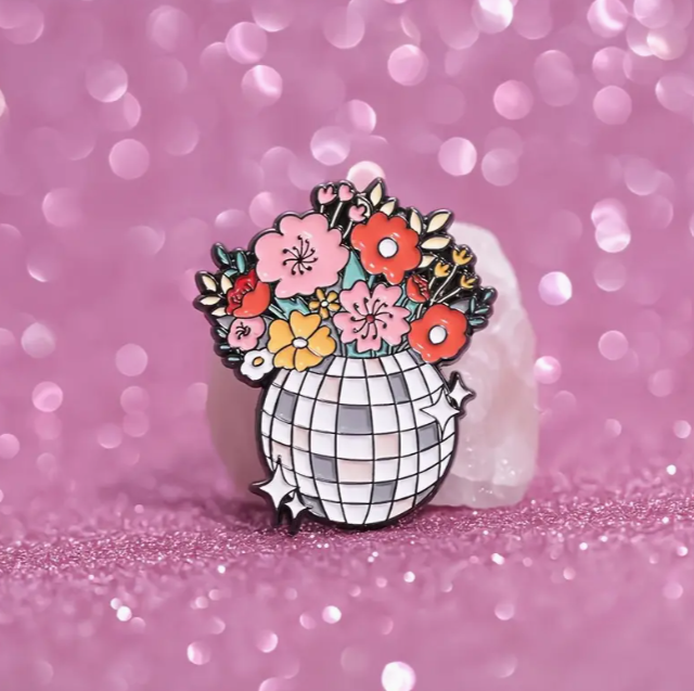 Floral Disco Ball Enamel Pin