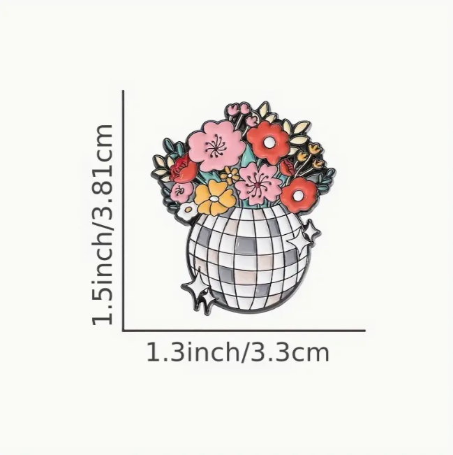 Floral Disco Ball Enamel Pin