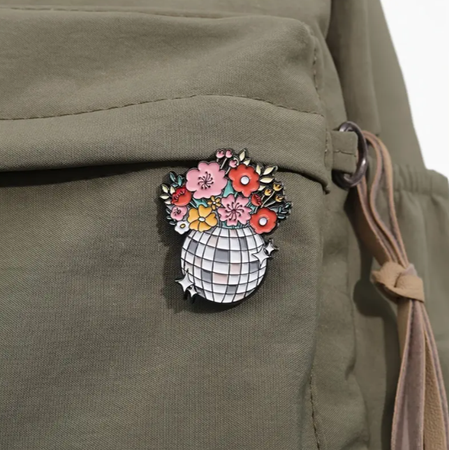 Floral Disco Ball Enamel Pin