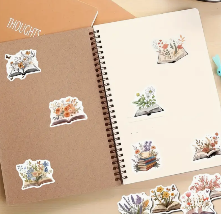 Waterproof Vinyl Floral Book Sticker Pack