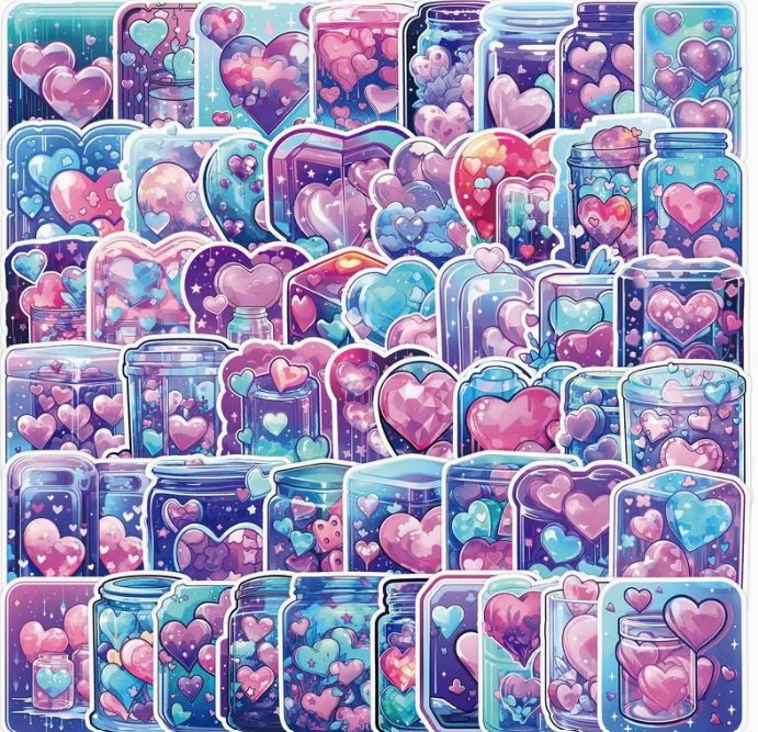 Bubble Heart Waterproof Vinyl Sticker Pack