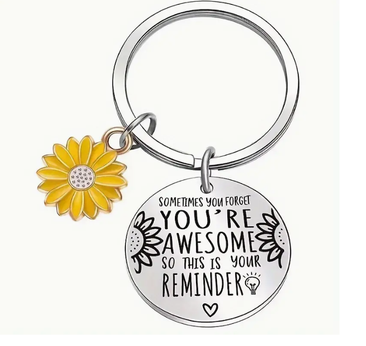 "You're Awesome" Sunflower Keychain