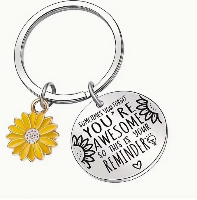 "You're Awesome" Sunflower Keychain