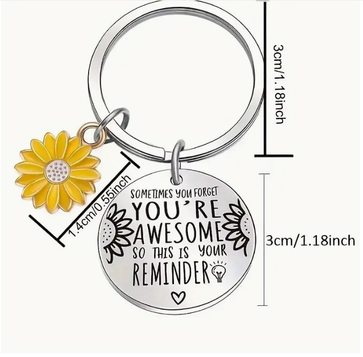 "You're Awesome" Sunflower Keychain