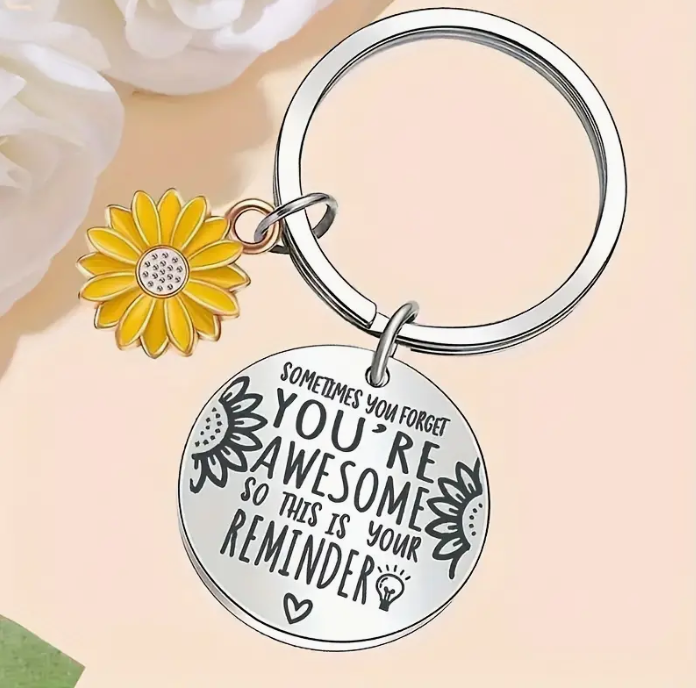 "You're Awesome" Sunflower Keychain