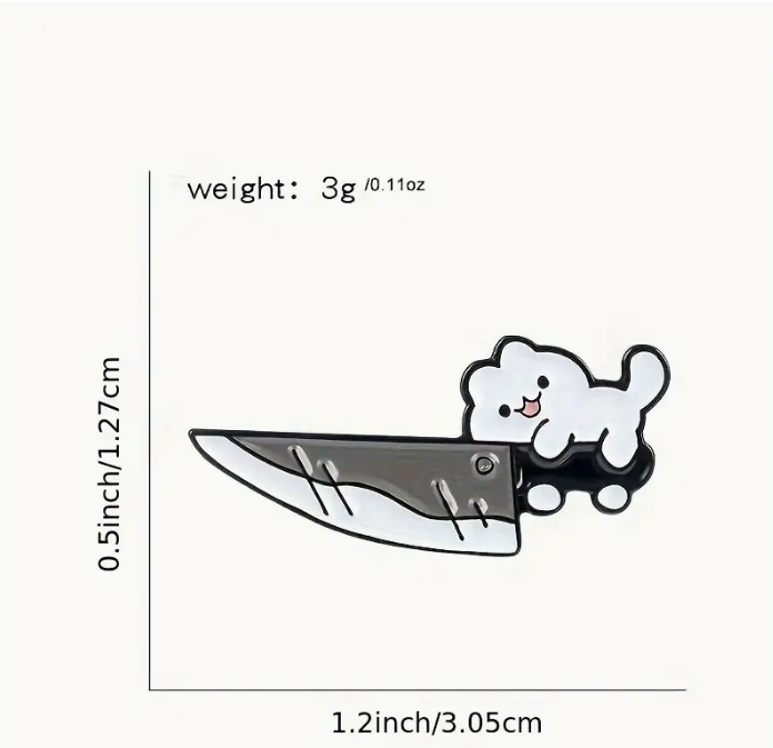 Cute Kitten Holding Knife Enamel Pin