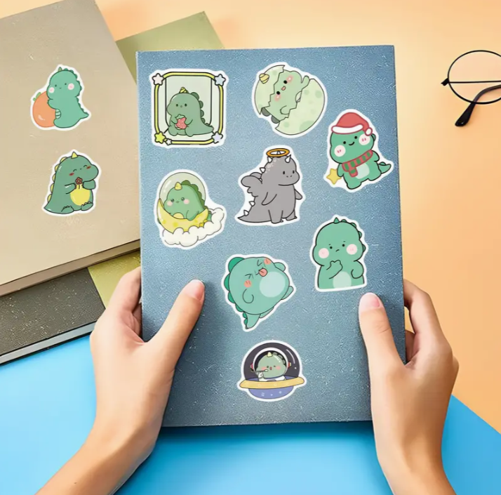 Waterproof Vinyl Cartoon Mini Dinosaur Sticker Pack