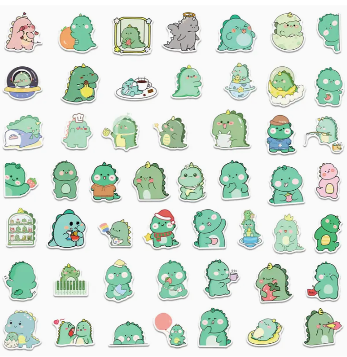 Waterproof Vinyl Cartoon Mini Dinosaur Sticker Pack