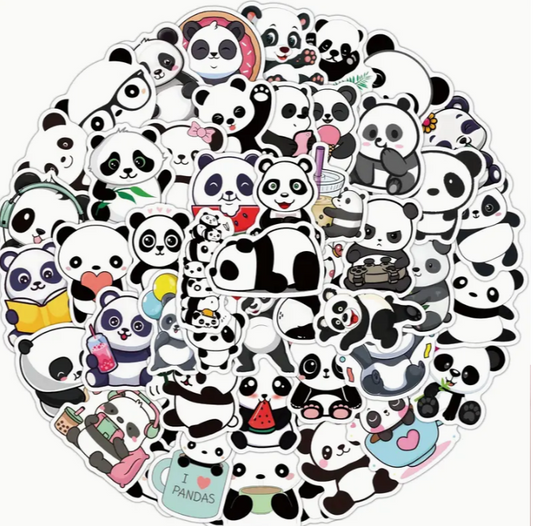 Cartoon Panda Waterproof Vinyl Sticker Pack