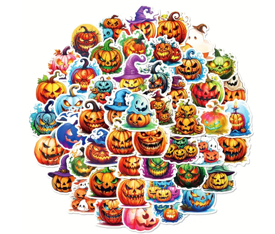 Creepy Cartoon Pumpkin Stickers