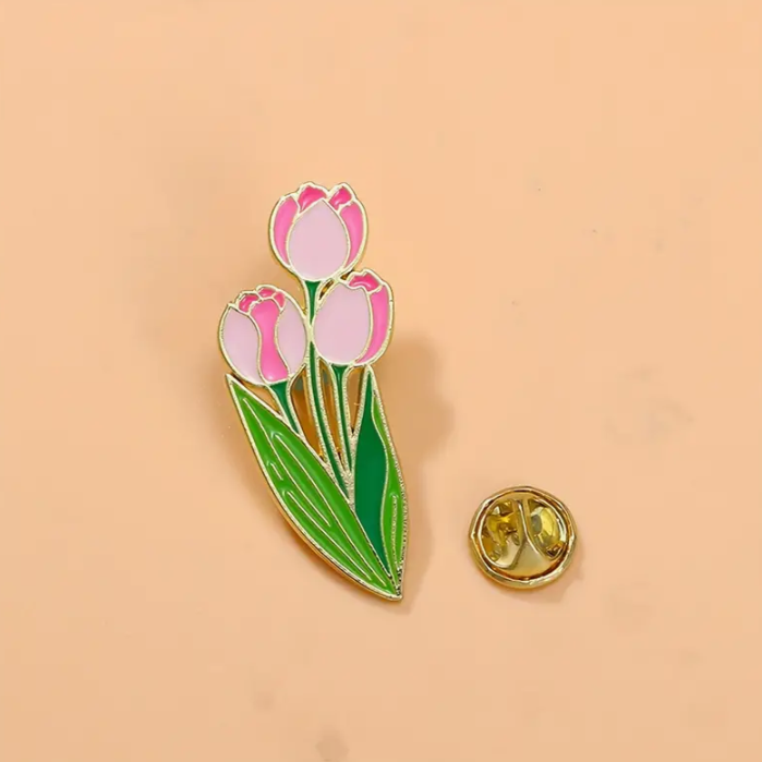 Pink Enamel Tulip Pin