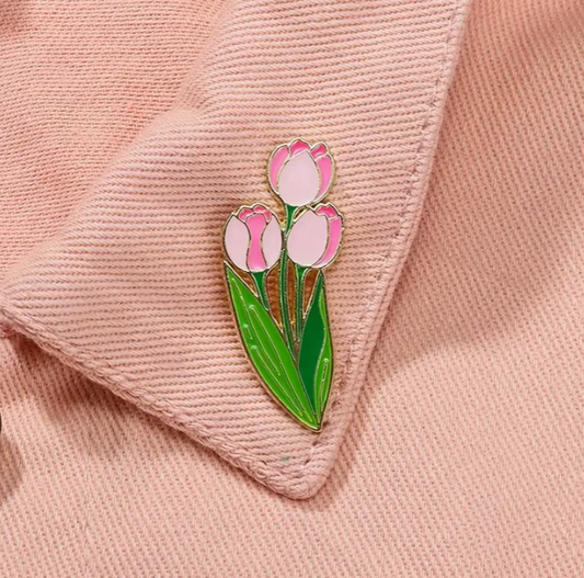 Pink Enamel Tulip Pin