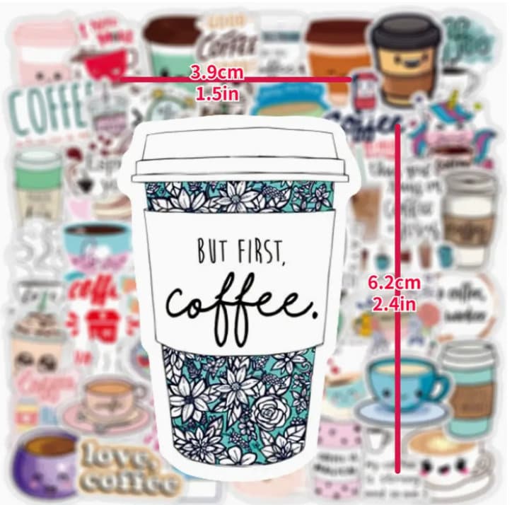 Cartoon Coffee Waterproof Sticker Pack