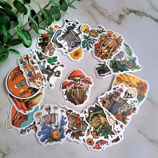 Waterproof Skull and Botany Sticker Pack