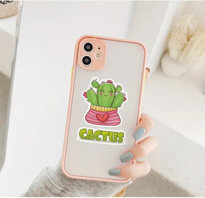 Cartoon Cactus Large Waterproof Vinyl Sticker Pack