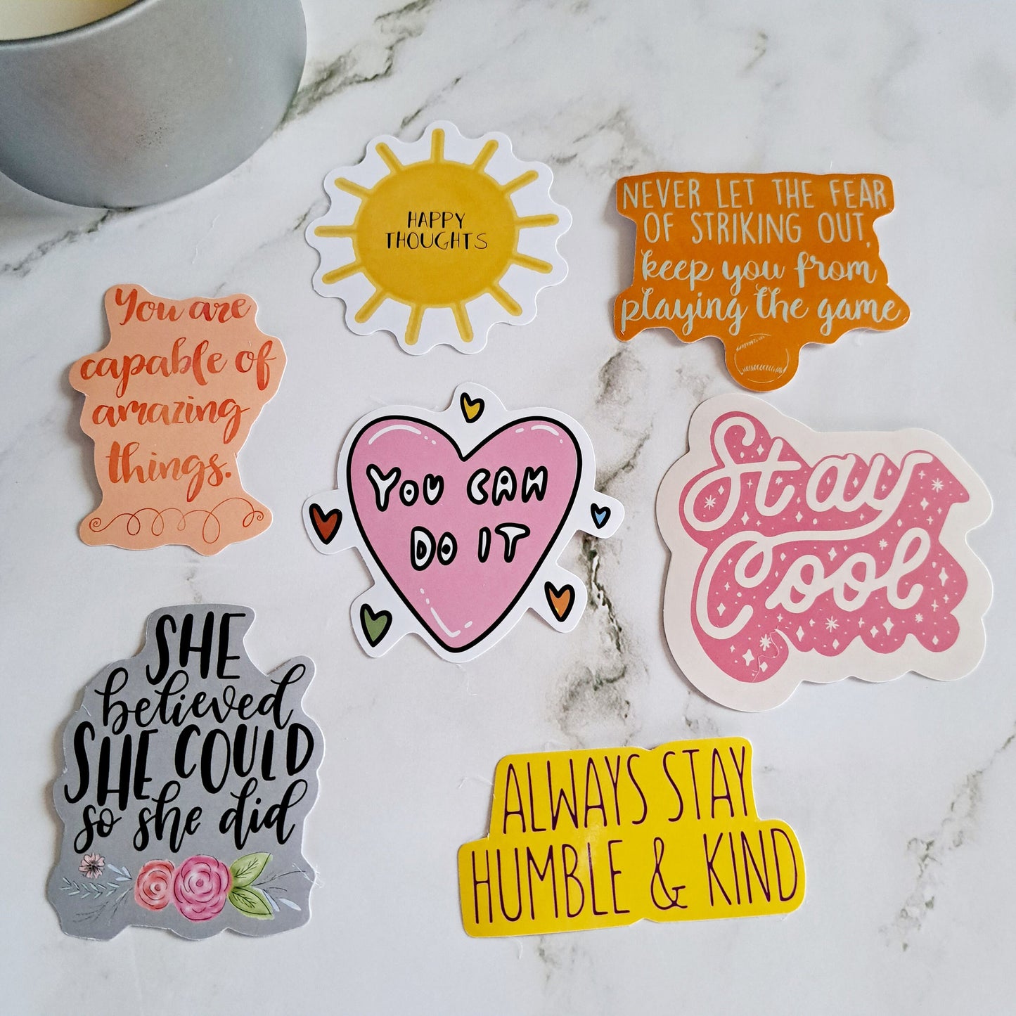 Motivational Quote Waterproof Vinyl Sticker Pack