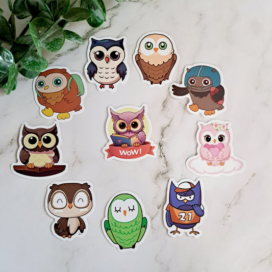 Cartoon Owl Waterproof Vinyl Sticker Pack