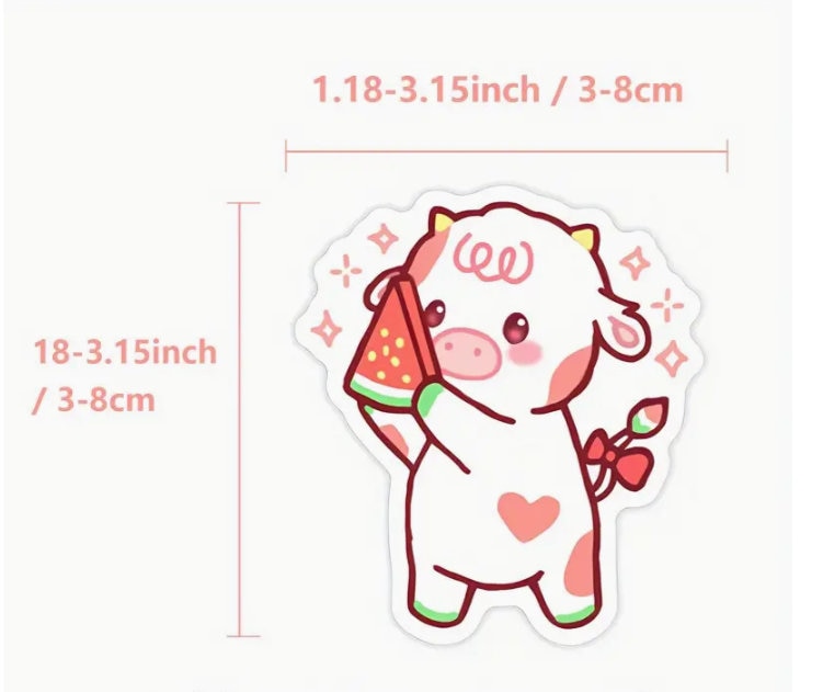 Cute Strawberry Cow Sticker Pack