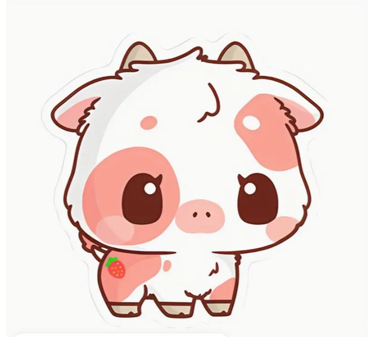 Cute Strawberry Cow Sticker Pack