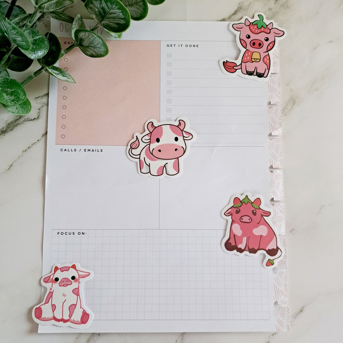 Cute Strawberry Cow Sticker Pack