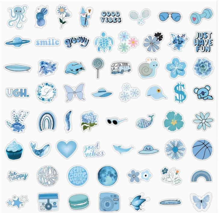 Waterproof Vinyl Blue Sticker Pack